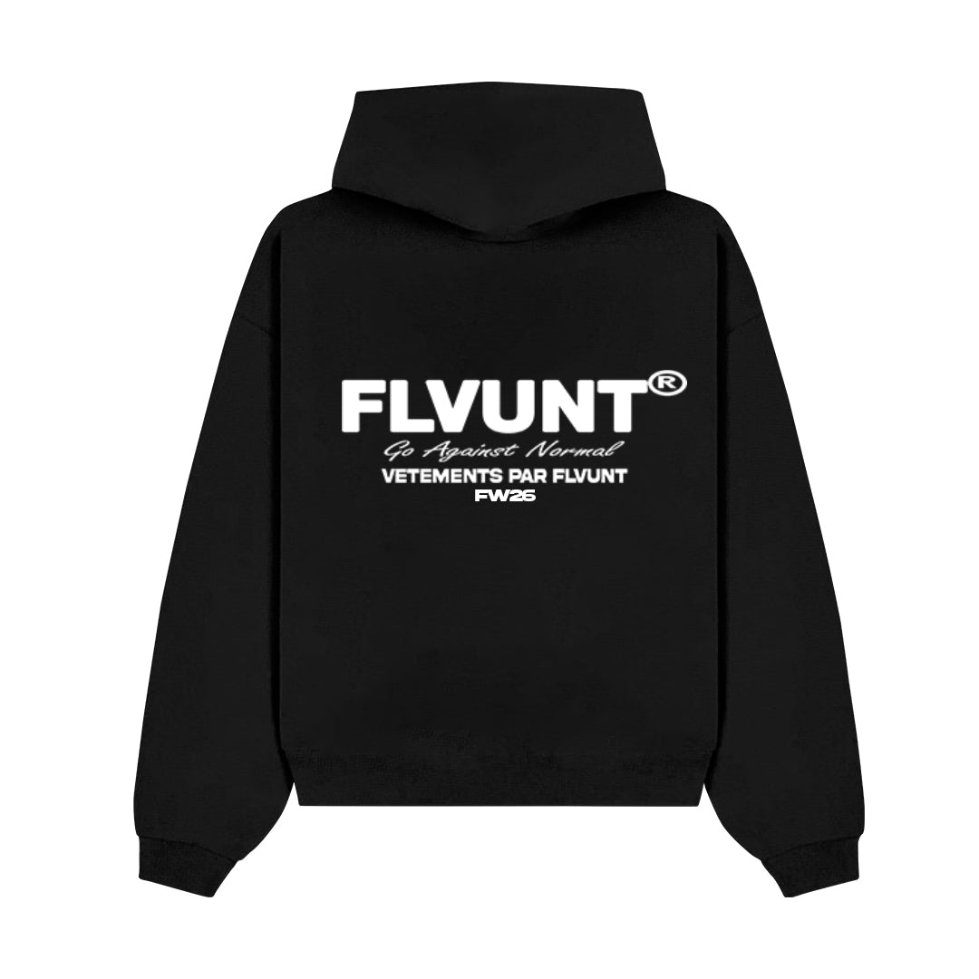 'FW25' Essential Hoodie - Charcoal Black - FLVUNT